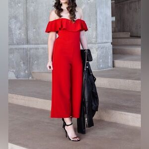 H&M red, cropped, corset top jumpsuit NWT